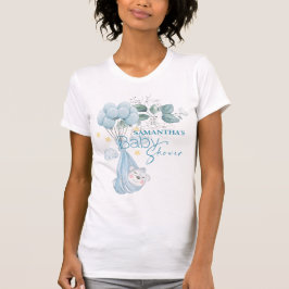 赤ちゃんシャワー。眠っているベビーベアーブルー。 Tシャツ