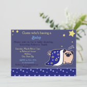 赤ちゃんシャワー – 睡眠中のパグ 招待状 (スタンド正面)