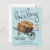 赤ちゃんシャワー | 秋のカボチャのホイールバレルはがき ポストカード (正面/裏面)