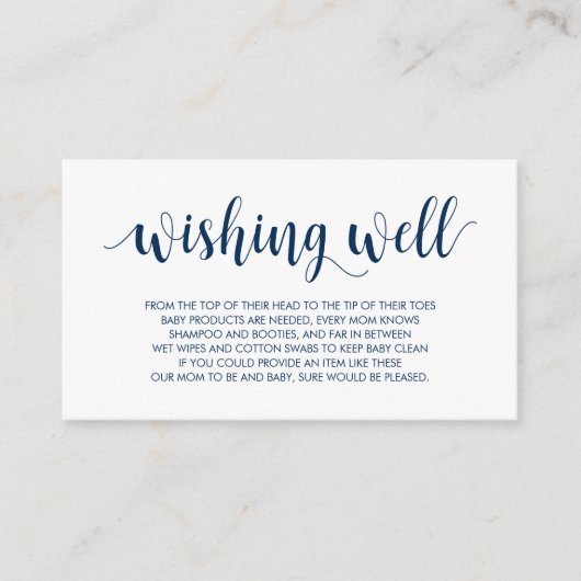 赤ちゃんシャワー、良く願モダンって、ネイビ素朴ーブルー エンクロージャーカード (正面)