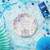 赤ちゃんシャワー |薄紫ブルーカボチャ牡丹フローラ ペーパープレート (パーティー)