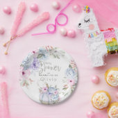 赤ちゃんシャワー |薄紫ブルーカボチャ牡丹フローラ ペーパープレート (パーティー)