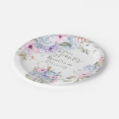 赤ちゃんシャワー |薄紫ブルーカボチャ牡丹フローラ ペーパープレート (アングル)