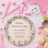 赤ちゃんシャワー | 蝶と花の詩的フローラ ペーパープレート (パーティー)
