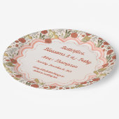 赤ちゃんシャワー | 蝶と花の詩的フローラ ペーパープレート (アングル)