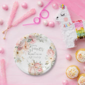 赤ちゃんシャワー |赤面コーラルカボチャ牡丹フローラ ペーパープレート (パーティー)