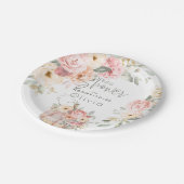 赤ちゃんシャワー |赤面コーラルカボチャ牡丹フローラ ペーパープレート (アングル)