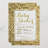 赤ちゃんシャワー |金ゴールドシーケンス 招待状 (正面/裏面)