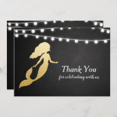 赤ちゃんシャワー |金フェイク箔のマーメイド |ありがとうございます 招待状 (正面/裏面)