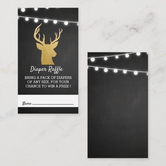 赤ちゃんシャワー | 金フェイク箔アントラーおむつラッフル エンクロージャーカード (正面/裏面)