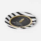 赤ちゃんシャワー |金フェイク箔パイナップル |ストライプ ペーパープレート (アングル)