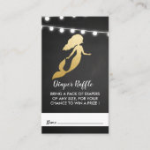 赤ちゃんシャワー | 金フェイク箔マーメイドおむつラッフル エンクロージャーカード (正面)