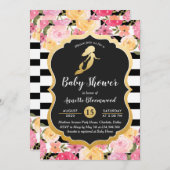 赤ちゃんシャワー | 金フェイク箔マーメイド | フローラ 招待状 (正面/裏面)