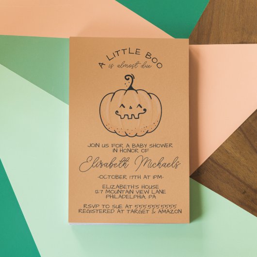 赤ちゃんシャワー | Halloween Lil' Boo Pumpkin ノートカード