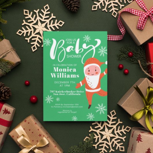 赤ちゃんシャワー | Merry Christmas Santa Claus 招待状