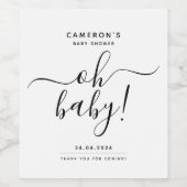 赤ちゃんシャワー | Ohベビーブラック&ホワイトミニマリスト ワインラベル (シングルラベル)