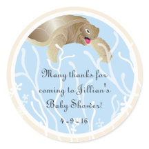 赤ちゃんシャワー"Turtle/Blue"スタンプ1 1/2"または3"