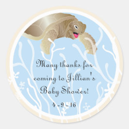 赤ちゃんシャワー"Turtle/Blue"スタンプ1 1/2"または3" ラウンドシール