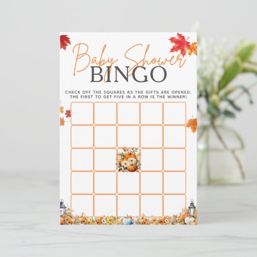 赤ちゃんシャワーBINGOゲーム小さなかぼちゃのフローラ 招待状 (スタンド正面)