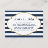 赤ちゃんシャワーBring a Book Navy Blue ストライプ Inserts エンクロージャーカード (正面)