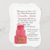 赤ちゃんシャワーE=招待ガールピンクのパッケージ 招待状 (正面/裏面)