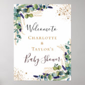 赤ちゃんシャワーeucalyptus緑のカップル歓迎 ポスター (正面)