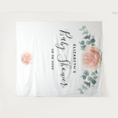 赤ちゃんシャワーeucalyptus緑のピンクのエレガント女の子 タペストリー (正面(横))