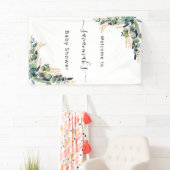 赤ちゃんシャワーeucalyptus緑の金ゴールドモノグラム 横断幕 (インサイチュ)