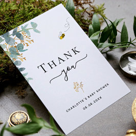 赤ちゃんシャワーeucalyptus greenery bee 感謝してい you ポストカード
