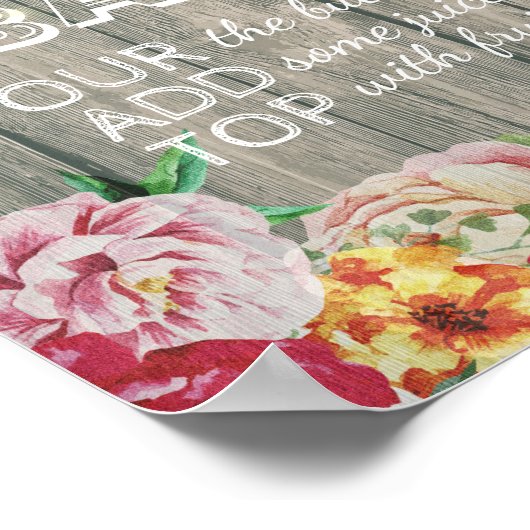 赤ちゃんシャワーMOM-OSAバーサインフラワーウッドライト ポスター (角)