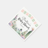 赤ちゃんシャワーRSVPのピンクグリーンサボタコス スタンダードカクテルナプキン (角)