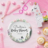 赤ちゃんシャワーRSVPのピンクグリーンサボタコス ペーパープレート (パーティー)