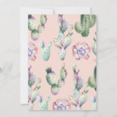 赤ちゃんシャワーRSVPのピンクグリーンサボタコス 招待状 (裏面)