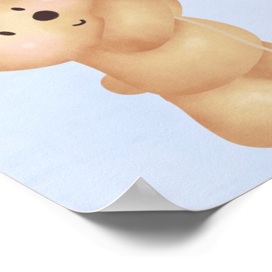 赤ちゃんシャワーteddyクマ青いピンクのジェンダーが明らかにする ポスター (角)