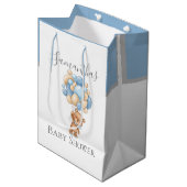 赤ちゃんシャワーTeddy Bearly Wait BOY ミディアムペーパーバッグ (正面アングル)