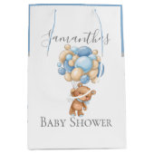 赤ちゃんシャワーTeddy Bearly Wait BOY ミディアムペーパーバッグ (正面)