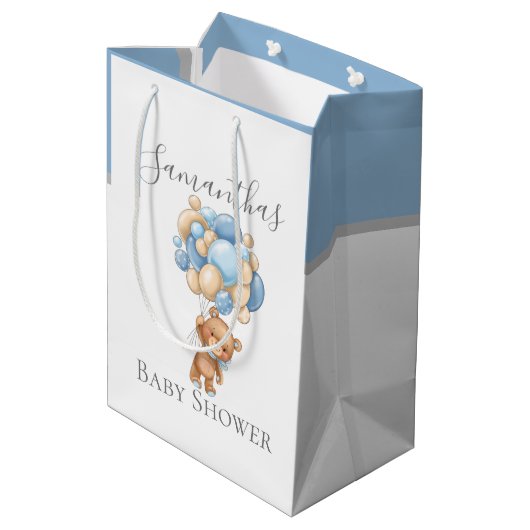 赤ちゃんシャワーTeddy Bearly Wait BOY ミディアムペーパーバッグ (裏面アングル)