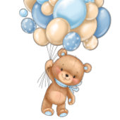 赤ちゃんシャワーTeddy Bearly Wait BOY ミディアムペーパーバッグ