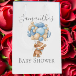 赤ちゃんシャワーTeddy Bearly Wait BOY ミディアムペーパーバッグ