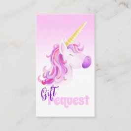赤ちゃんシャワーunicornピンクのブックリクエストカード エンクロージャーカード