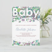 赤ちゃんシャワ男女兼用ゾウ 招待状 (スタンド正面)