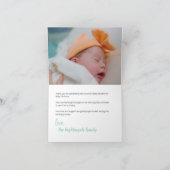 赤ちゃんシャワ男女兼用ー写真BOHOグリーン サンキューカード (内部)