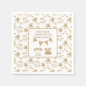 赤ちゃんシャワ男女兼用ー(茶色と白) スタンダードカクテルナプキン (正面)