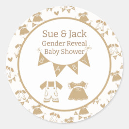 赤ちゃんシャワ男女兼用ー（茶色と白） ラウンドシール