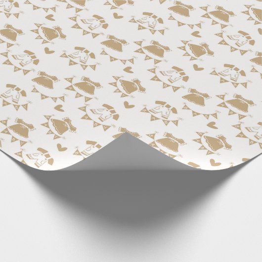 赤ちゃんシャワ男女兼用ー(茶色と白) ラッピングペーパー (角)