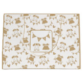 赤ちゃんシャワ男女兼用ー（茶色と白） ラージペーパーバッグ (正面)