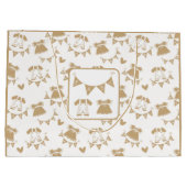 赤ちゃんシャワ男女兼用ー（茶色と白） ラージペーパーバッグ (裏面)