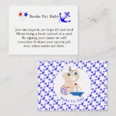 赤ちゃんシャワ航海のー少年かわいいセーラーブルー エンクロージャーカード (正面/裏面)