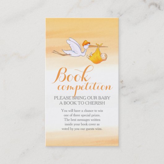 赤ちゃんシャワ飛んでいるーの本のコンペティションカード 予約カード (正面)