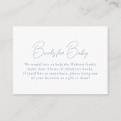 赤ちゃんシンプルシャワー用の青いギンガムかわいい本 エンクロージャーカード (正面)